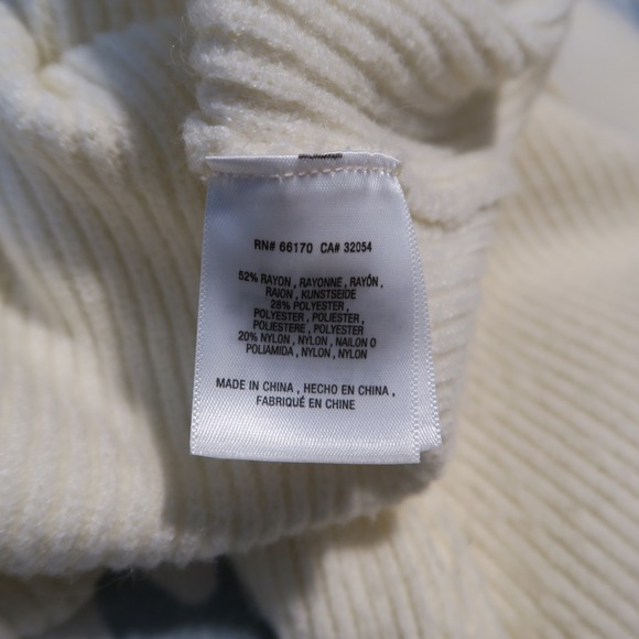 Anthropologie Freeport Sweater Ribbed Cream V-neck Front Tie Stretch - Picture 10 of 11